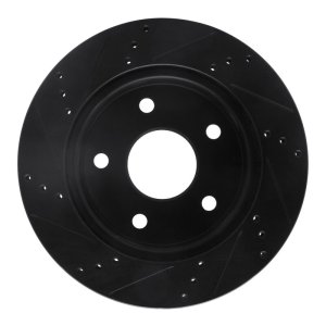 Dodge Dakota Brake Rotor (1) - Front Right - R1 Concepts - Drilled & Slotted - Black - `05-`11